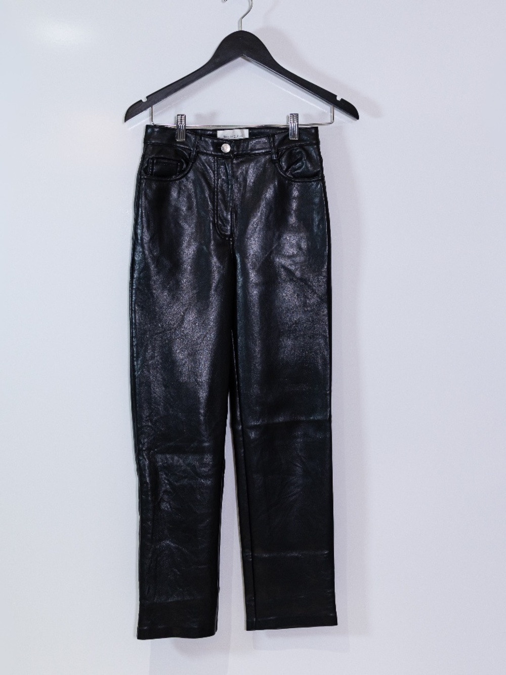 Wilfred Aritzia The Melina Faux Vegan Leather Mid Rise Straight Leg Trouser Pant